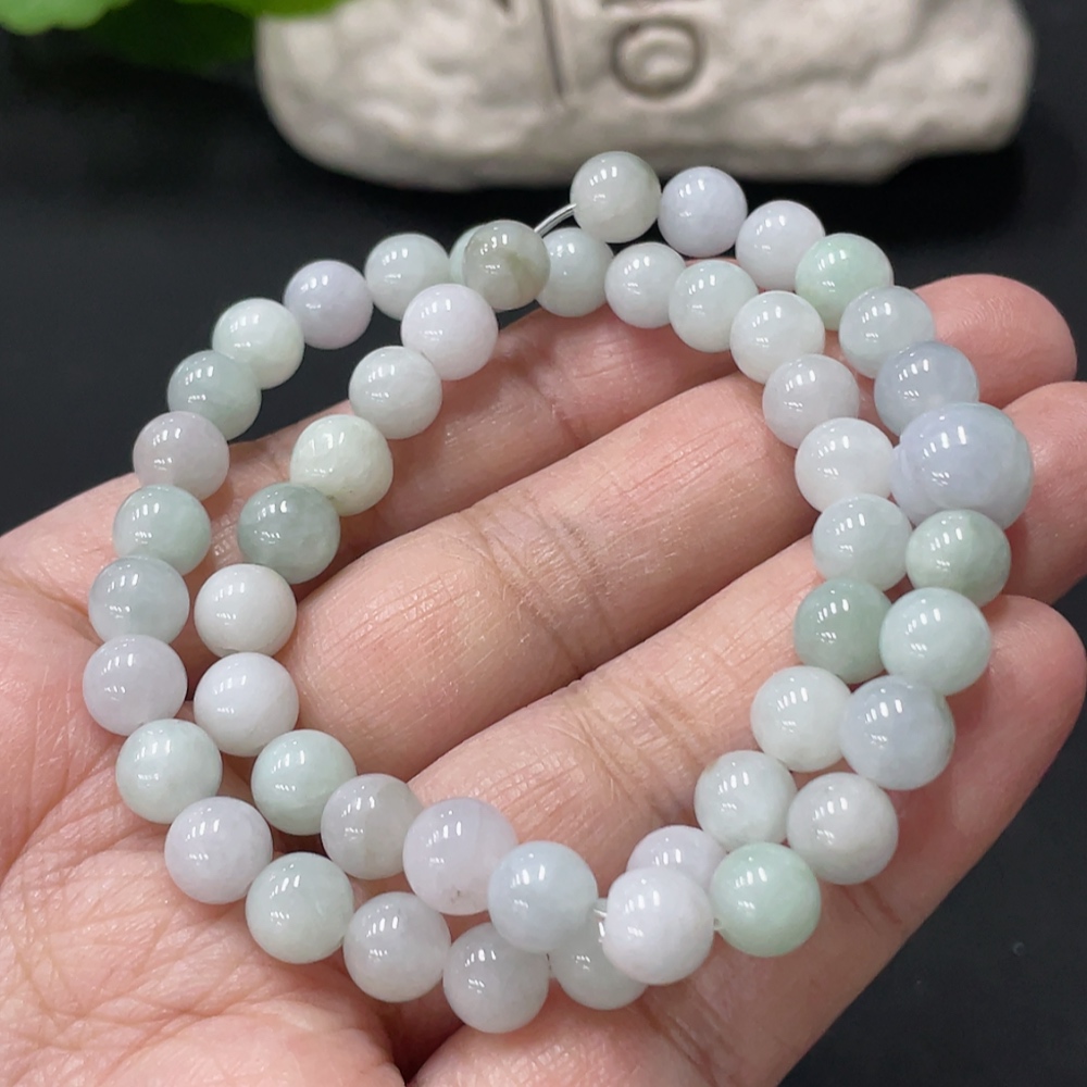 F35080304 Jadeite Bead Necklace Approx. 7.2mm Total Weight Approx. 30.29g