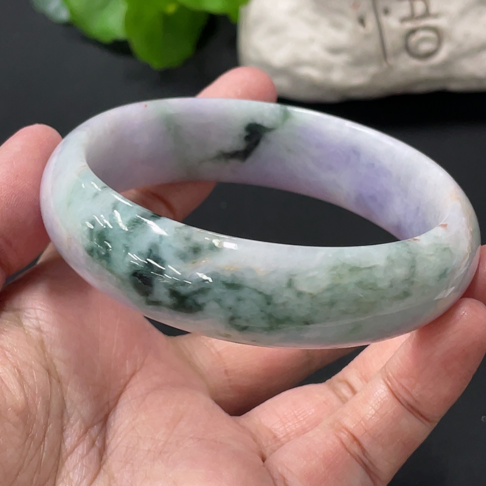 F32821223 Jadeite Regular Round Bangle, Total Weight Approx. 80.1g, Size 62.6, Containing Other Mineral Components