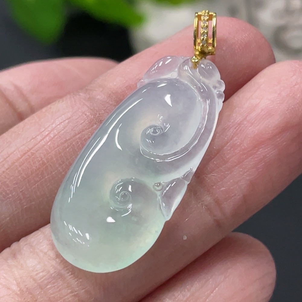 F34060995 Jadeite Pendant Ruyi 18K Non-Diamond Total Weight Approx. 3.66g (Excluding Rope)