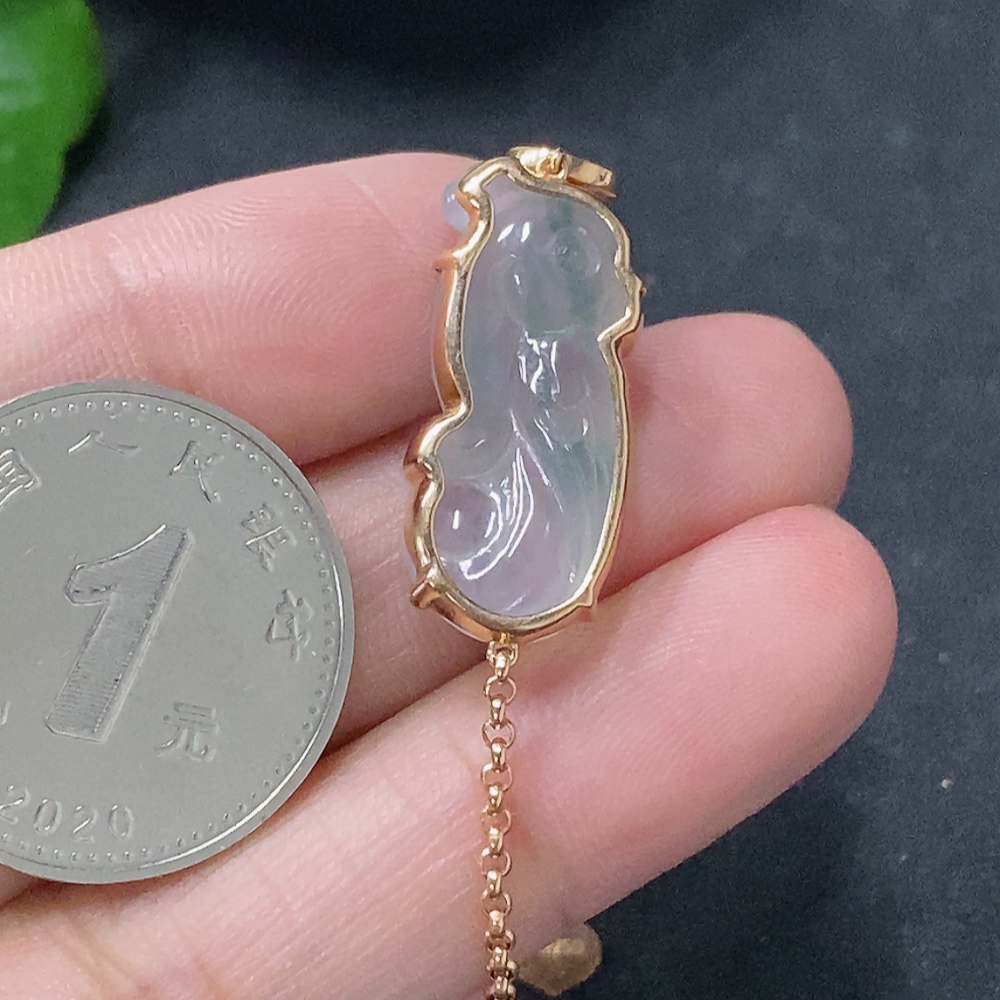 F33886858 Jadeite inlaid bracelet 18k total weight approx. 4g