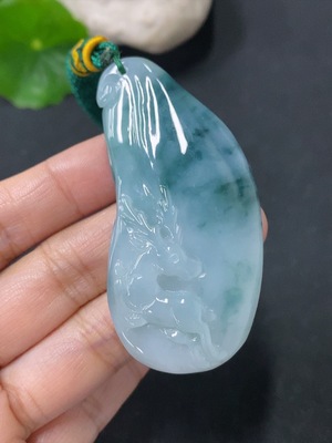 F35089720 Jadeite Pendant Plum Blossom Deer