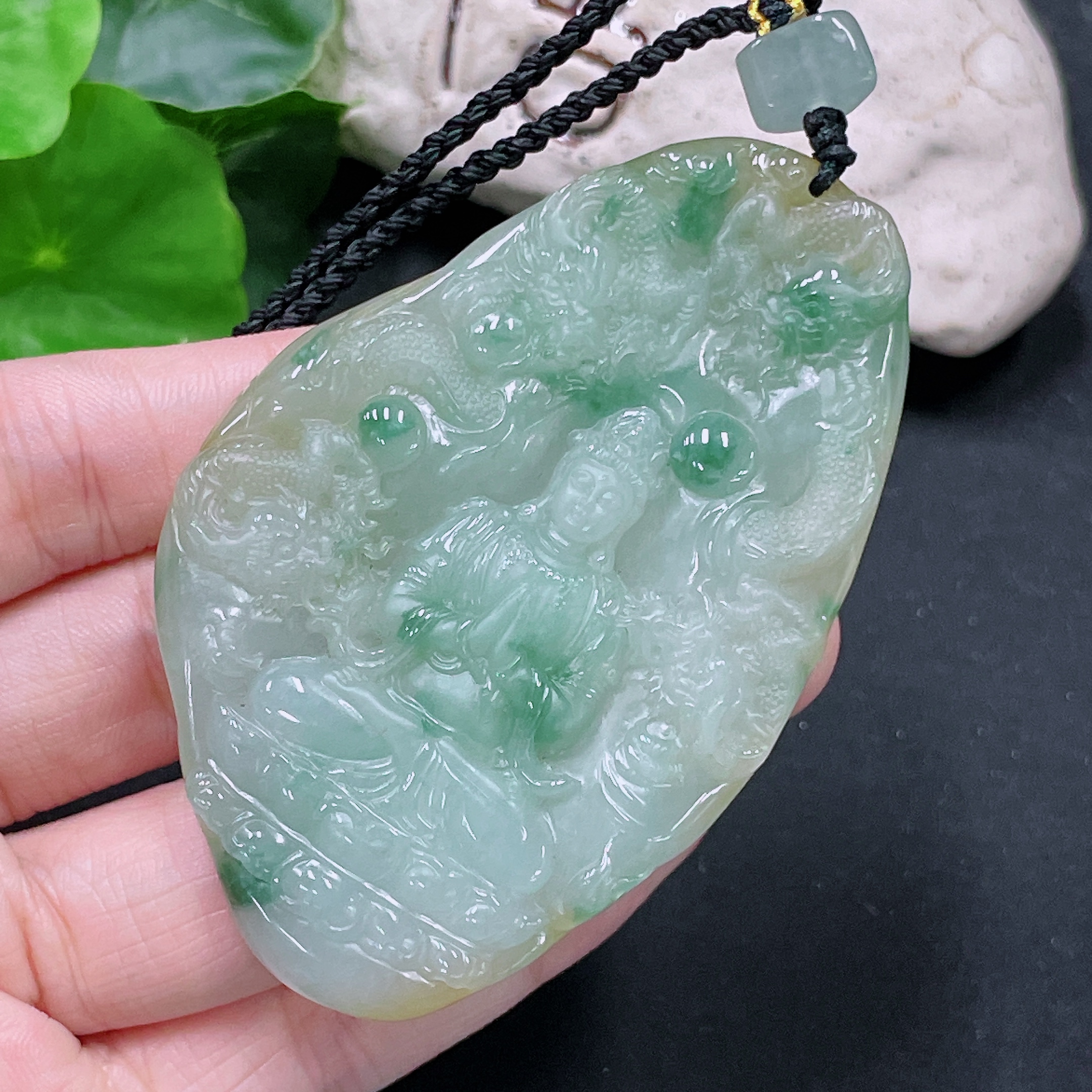 F33919282 Jadeite Divine Dragon Protector Pendant