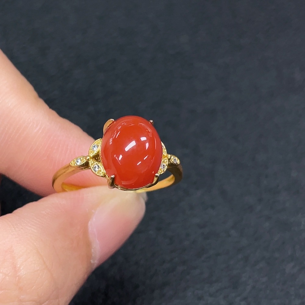 C33923305 South Agate Ring, Non-Gold, Adjustable, Total Weight Approx. 2.89g