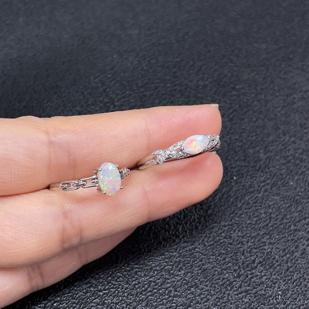 C34949587 Opal Ring, Non-Gold, Adjustable, Total Weight Approx. 3.6g, Sell as a Lot