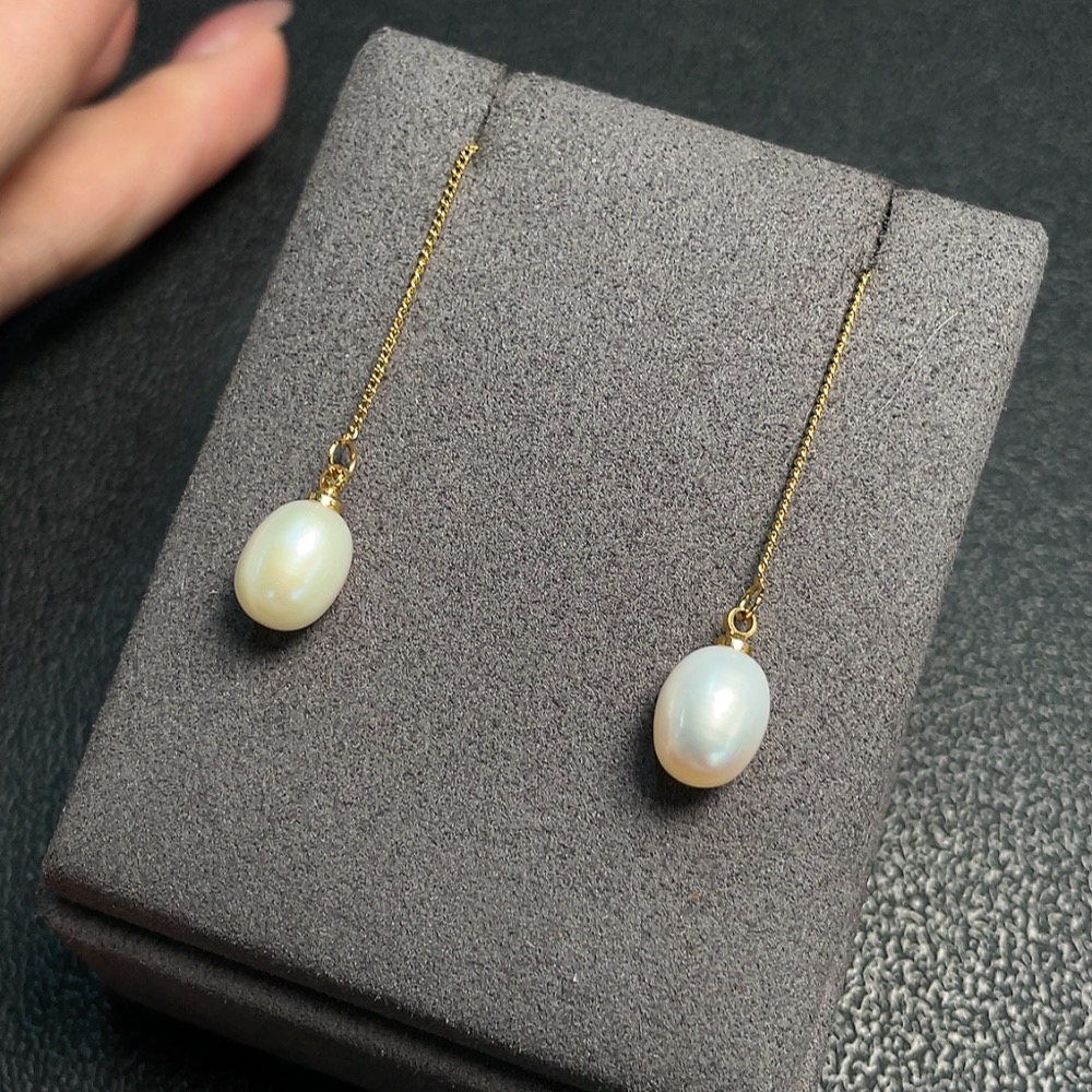 C30535208 Pearl Inlaid Earrings Non-Gold Setting Approx. 7.5mm Total Weight About 2.14g