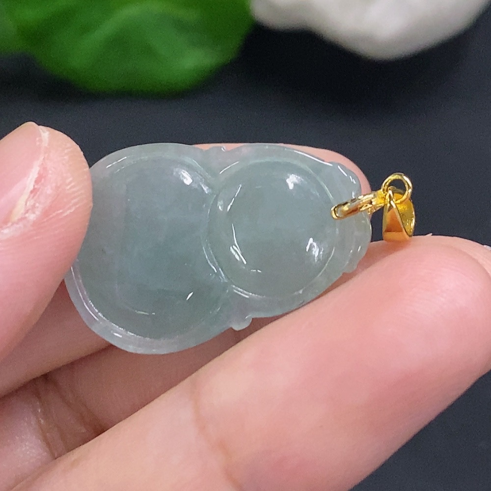 F34962137 Jadeite Gourd Pendant Non-Gold Inlaid Total Weight Approximately 5.6g