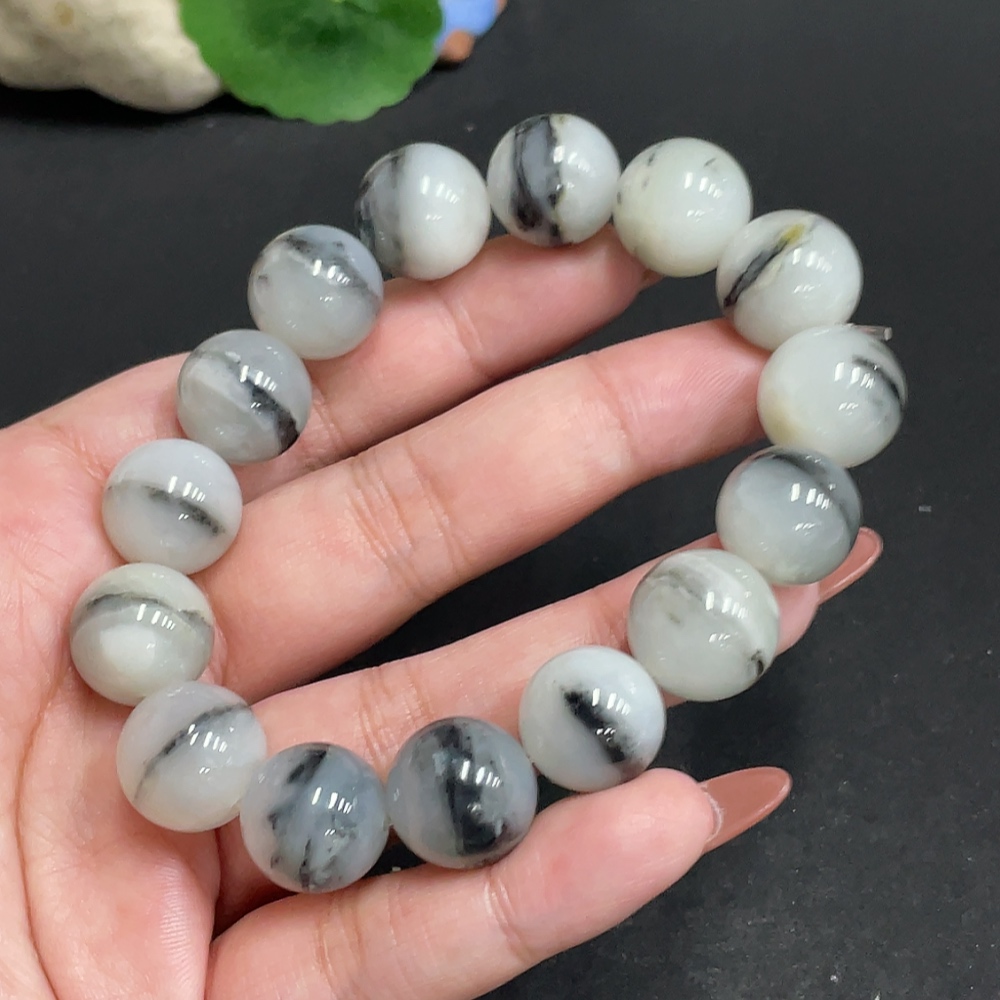 H34010427 Hetian Jade Bracelet, Approx. 14.1 mm, Total Weight Approx. 76.7g, Contains Other Mineral Components