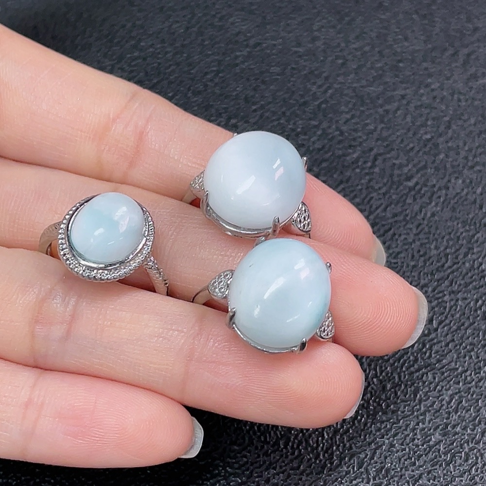 C34950449 Larimar Ring, Non-Gold, Adjustable, Total Weight Approx. 11.54g, Sell as a Lot