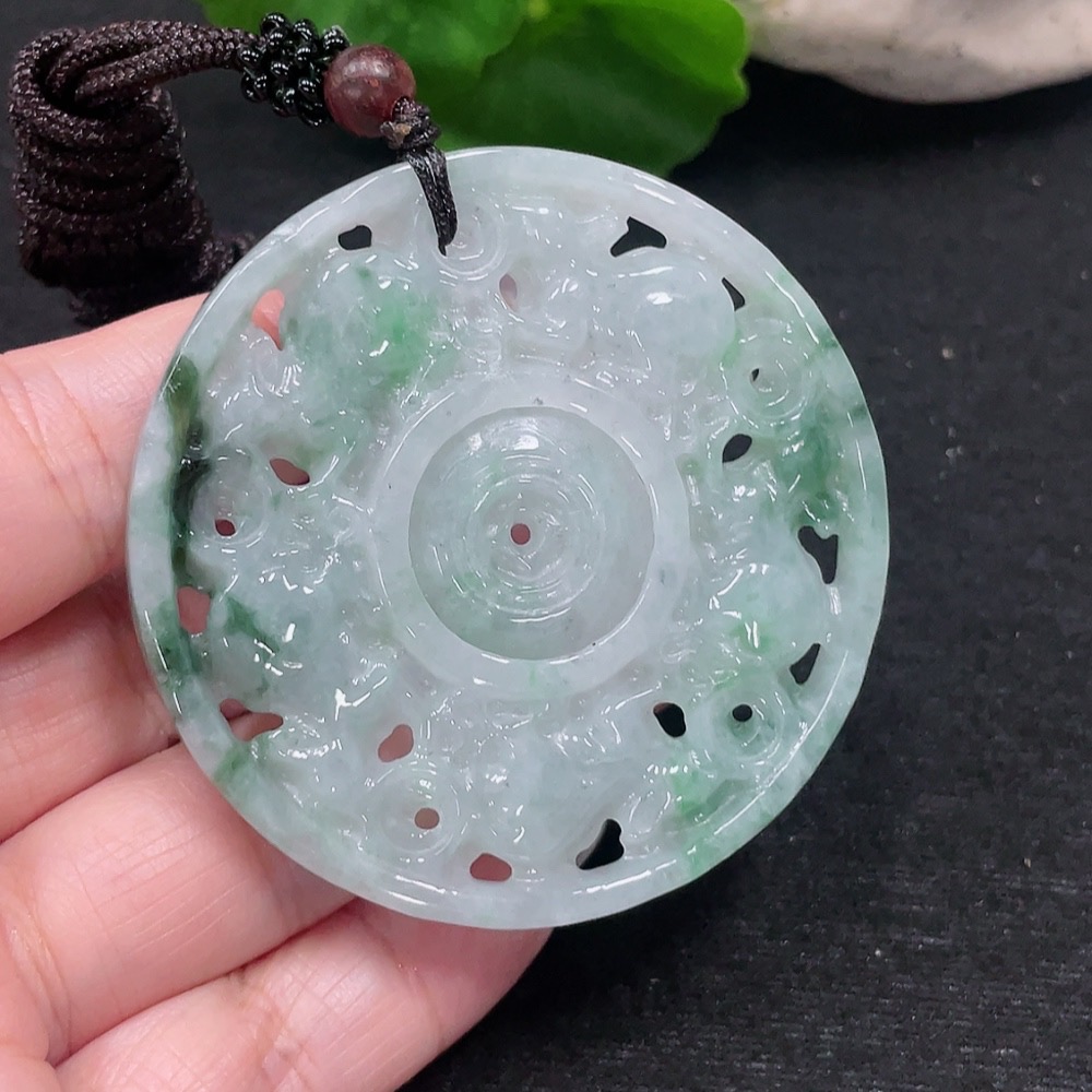 F33899015 Jadeite Pendant Total Weight Approx. 30.4g Including Cord Weight Containing Other Mineral Components