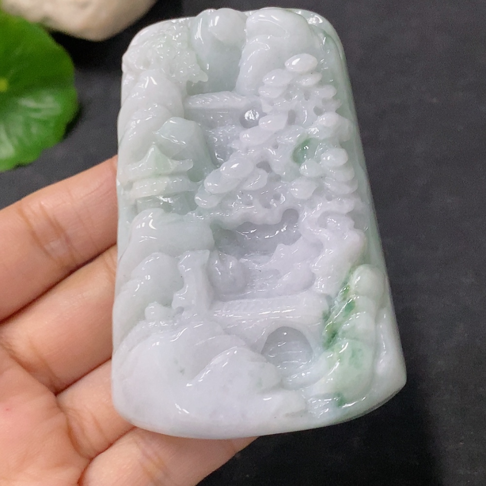 F34041842 Jadeite Pendant Landscape Plaque Total Weight Approx. 115.22g