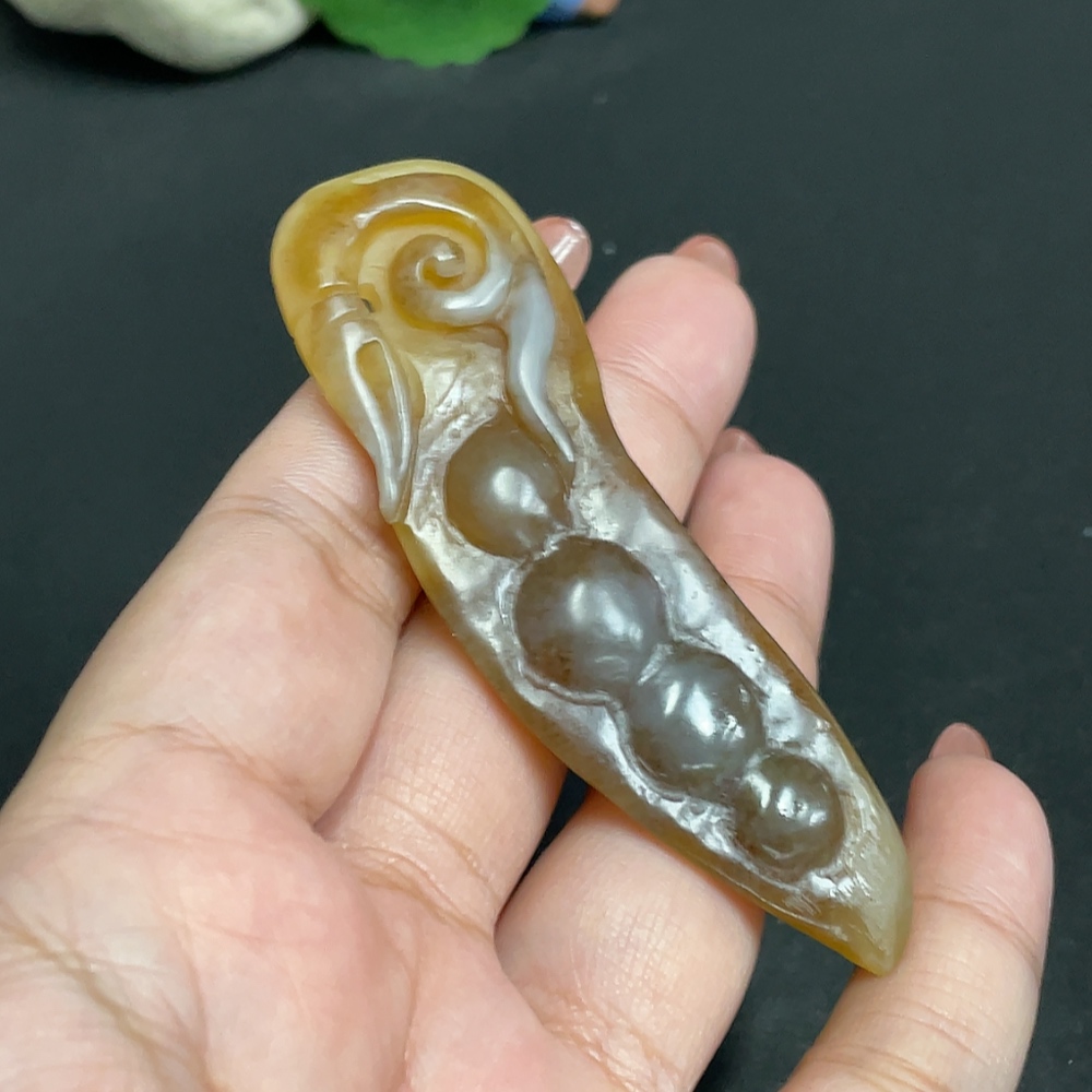 H34011197 Hetian Jade Pendant Fu Dou Total Weight Approx. 24.9g