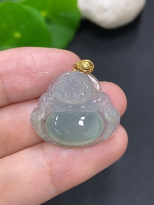 F42955410 翡翠佛公挂件 18K金  货品总重约4.54g