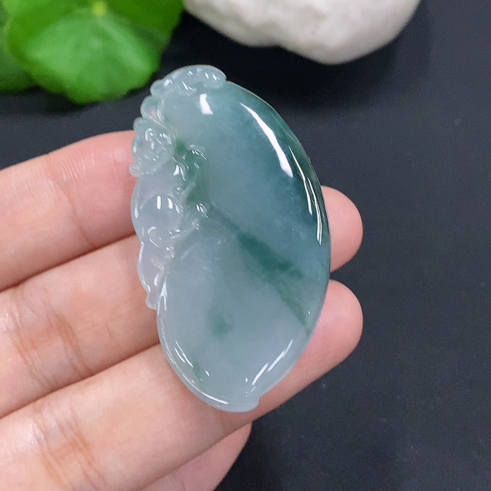 F30451047 Jadeite Fu Gua Pendant, Total Weight Approx. 14g