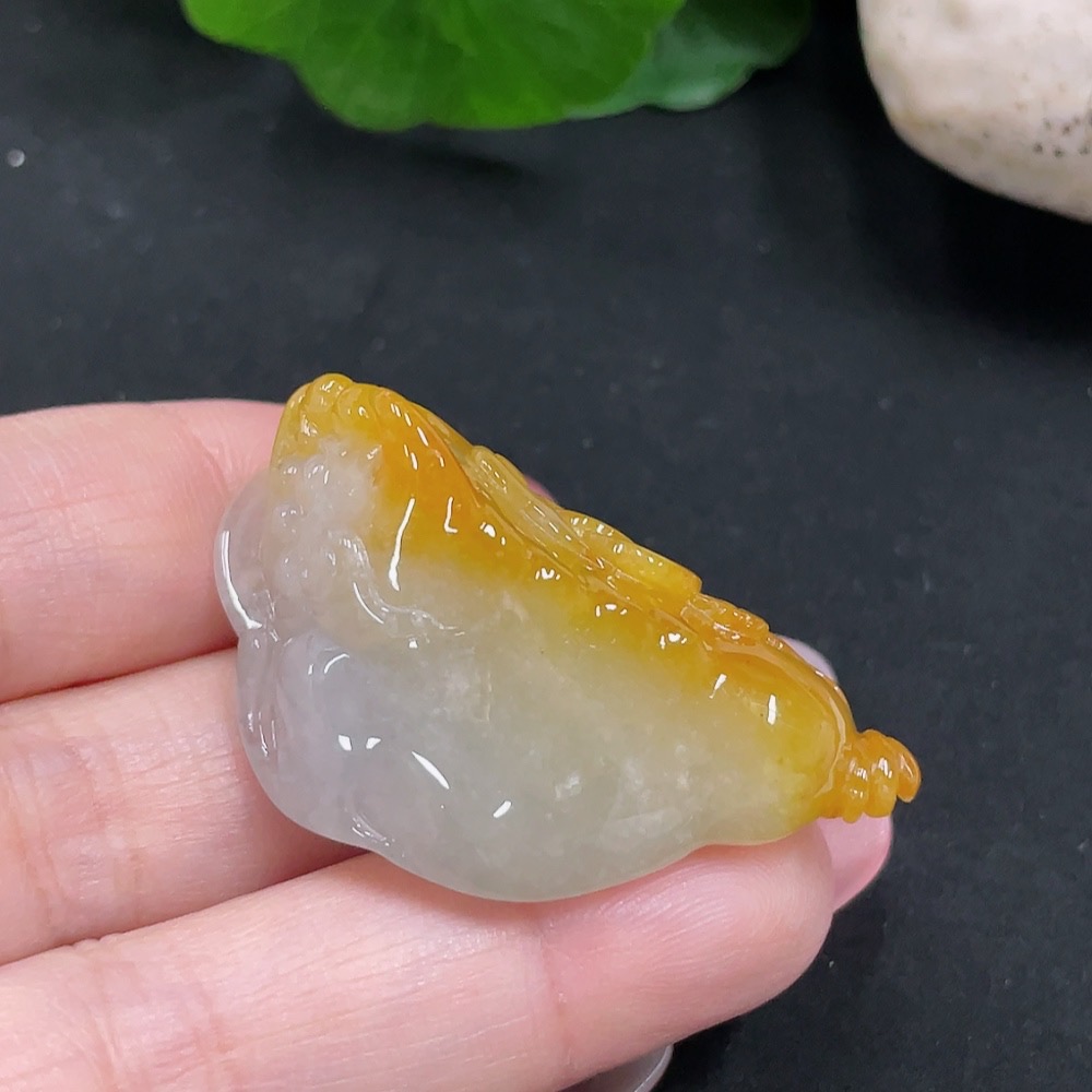 F34032326 Jadeite Tri-leg Golden Toad Pendant