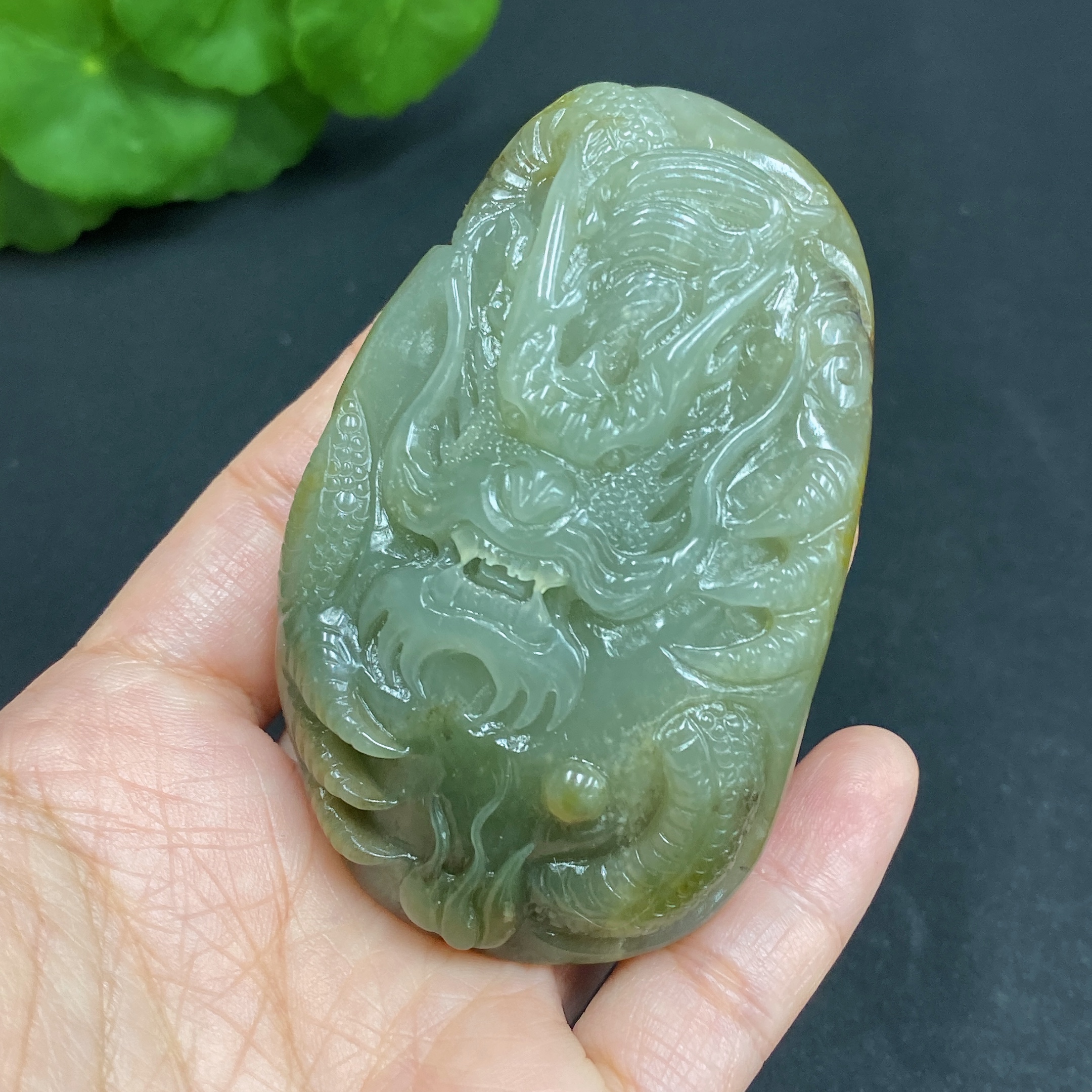 H30466129 Hetian Jade Handheld Carving - Dragon