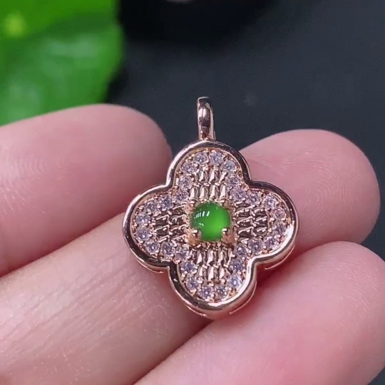 F33886390 Jadeite Inlaid Pendant Non-Gold Total Weight Approx. 1.85g