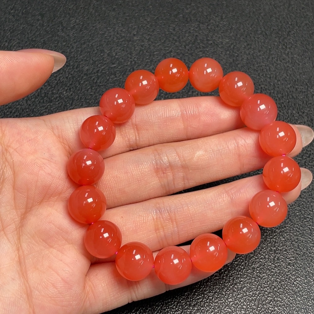 C33921077 South Agate Beaded Bracelet, Total Weight Approx. 36.92g, Size Approx. 11.3mm