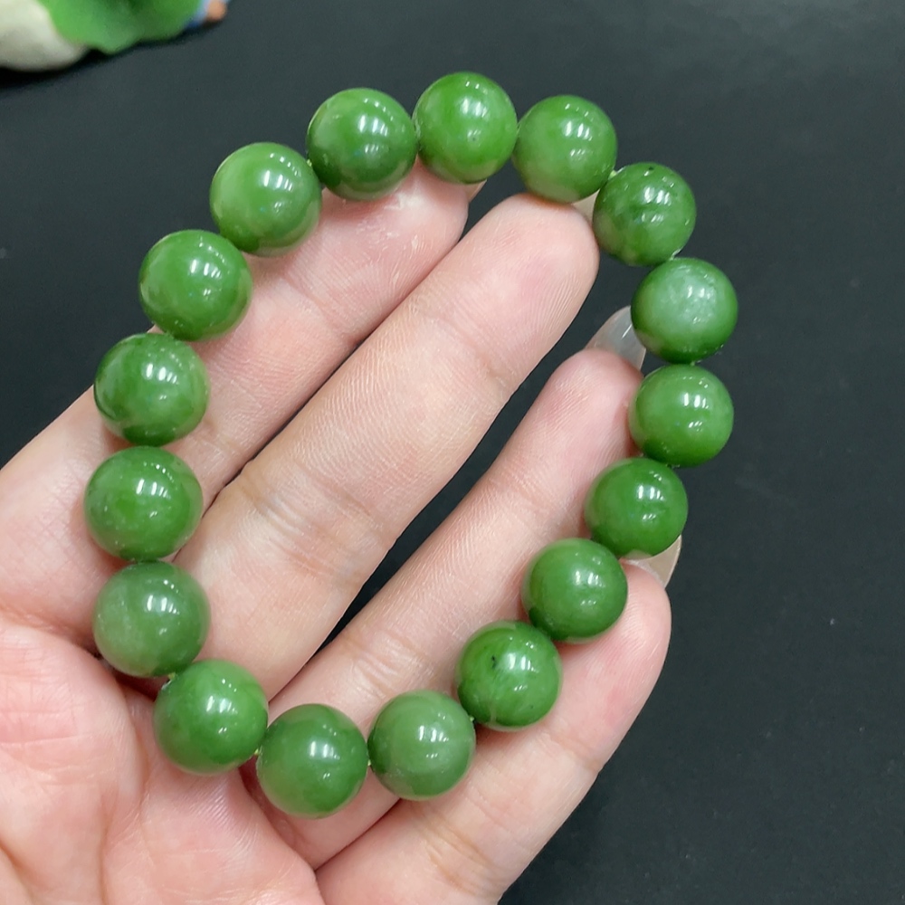H31677143 Hetian Jade Bracelet Approx. 11.3mm Beads Total Weight About 43.2g