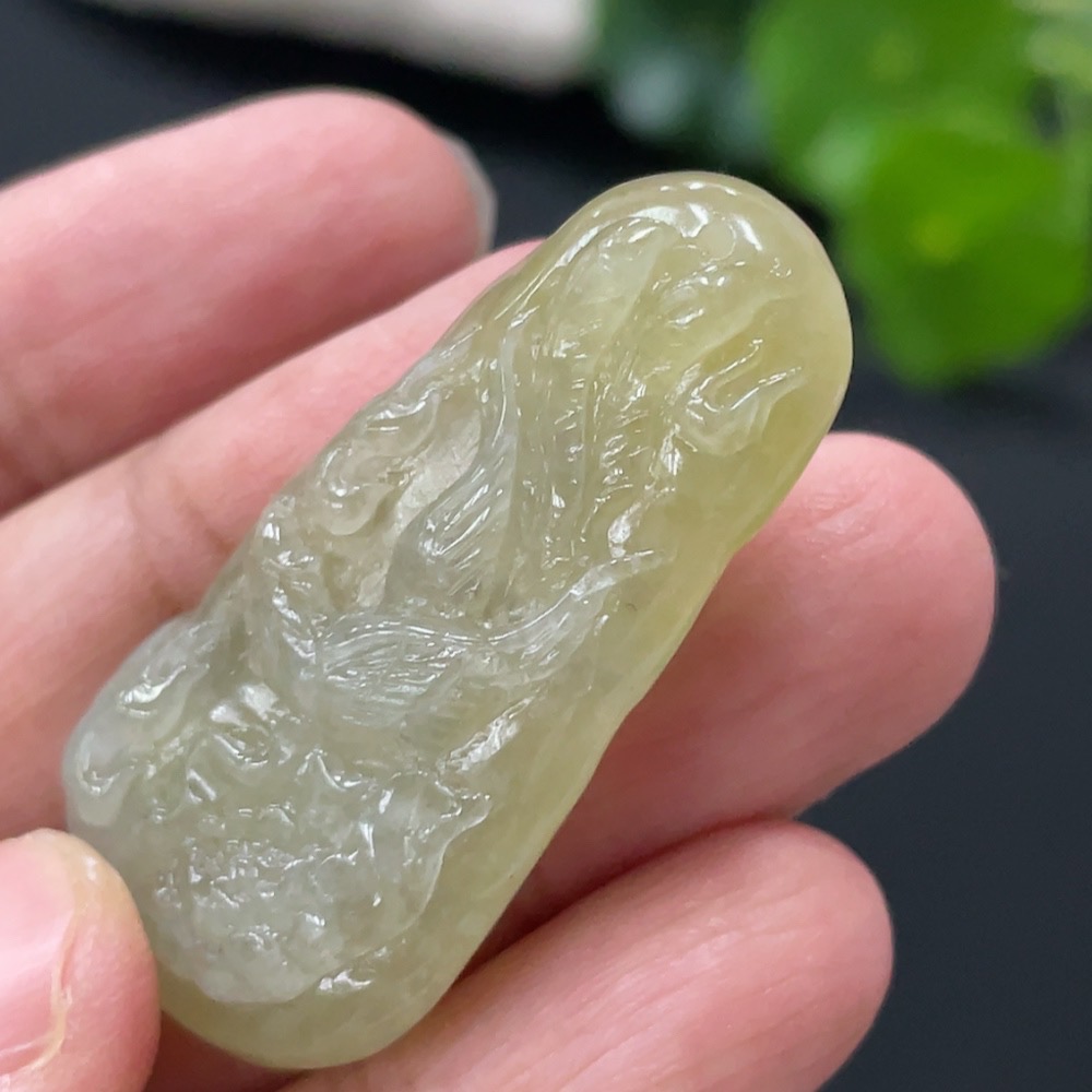 F28230352 Jadeite Phoenix and Peony Pendant