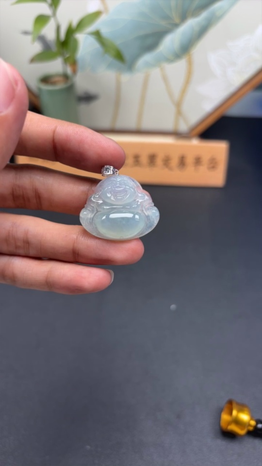 F34997960 Jadeite Pendant Buddha 18k Total Weight Approx. 6.4g