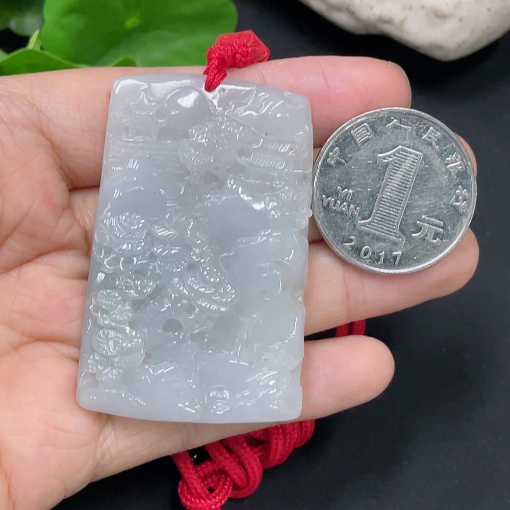 F31674134 Jadeite Pendant Landscape with Cord Total Weight Approx. 37.4g