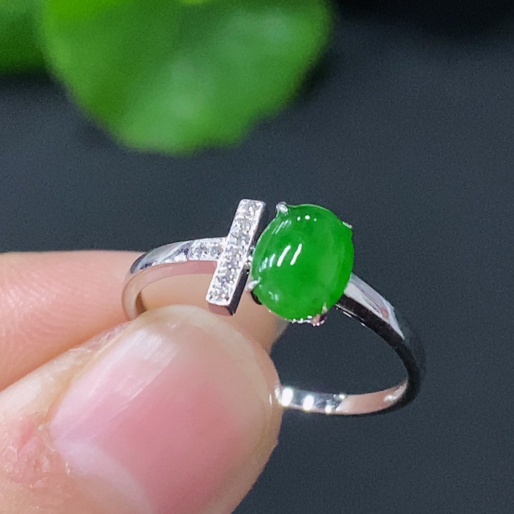 F24781321 Jadeite Inlaid Ring 18k Gold Inlaid Total Weight Approx. 1.21g Size 12