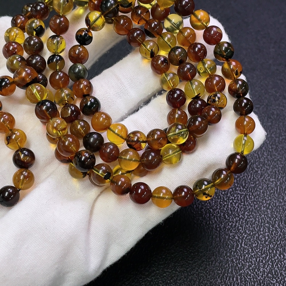 C31655732 Amber Beeswax Beaded Necklace Total Weight Approx. 25.4g Size About 7.3mm