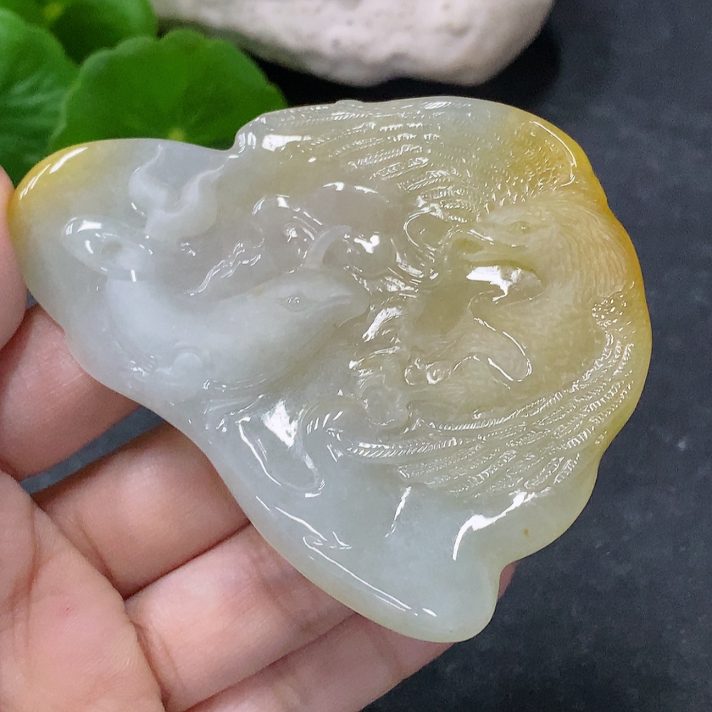 F34042934 Jadeite Pendant Eagle Spreading Wings Total Weight Approx. 39.52g