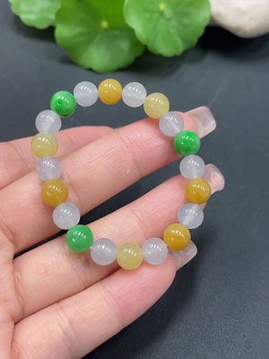 F20261525 Jadeite Bracelet Card 7mm approximately Yellow Beads Color Origin Undetermined Total Weight 13.423g