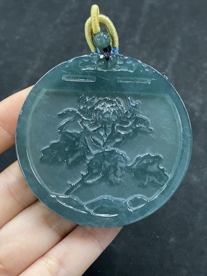 F34965245 Jadeite Pendant Flower Total Weight Approx. 42.97g