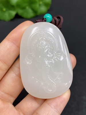 H28280729 Hetian Jade Pendant Ganesha Total Weight (including rope) 40.4g