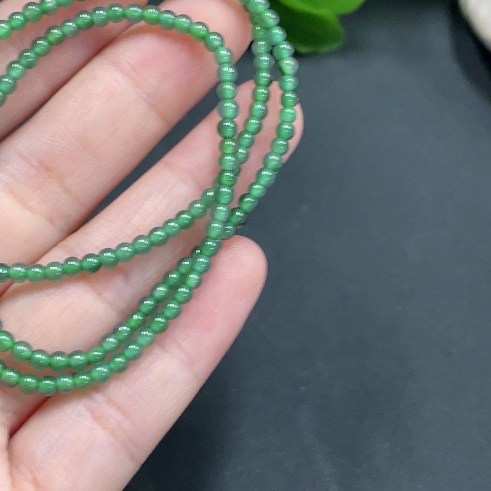 F21426154 Jadeite Beaded Necklace Approx. 3mm Total Weight 7.07g