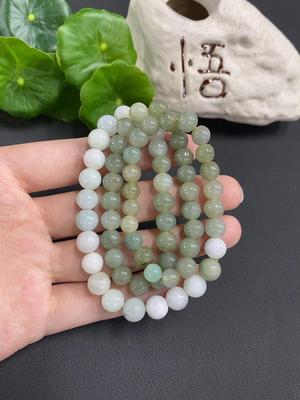 F0746455 Jadeite Bead Necklace with Minor Cracks on Some Beads, Size 7.2mm