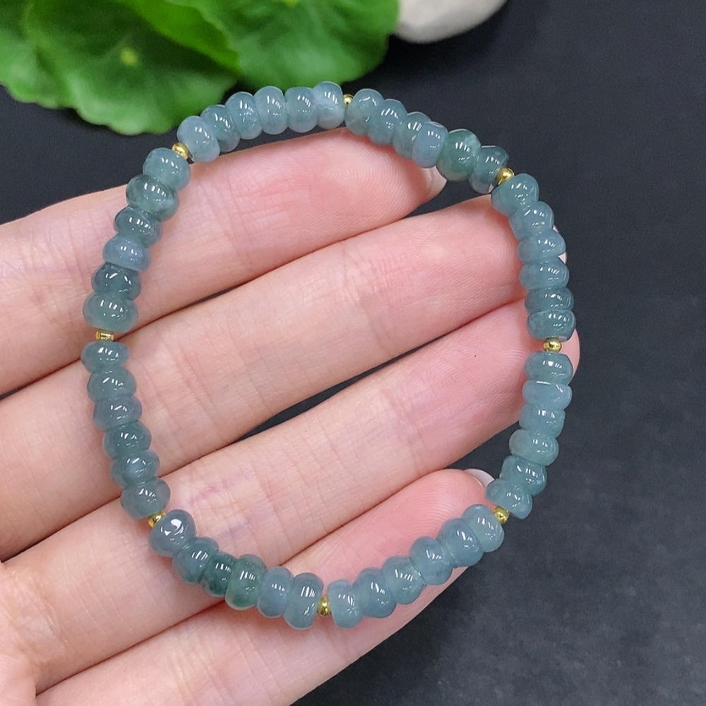 F34002938 Jadeite Bracelet Non-Gold Inlaid Total Weight Approx. 9.7g Size About 5.3mm