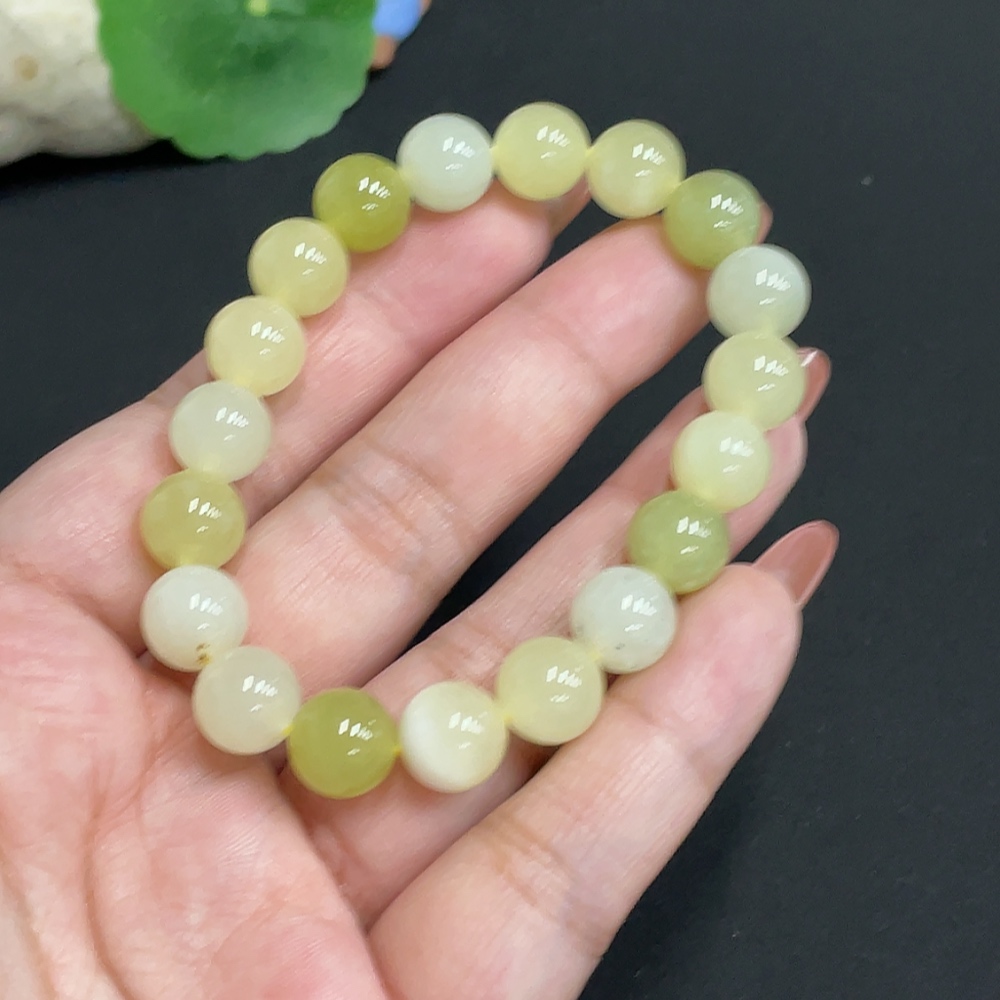 H34074259 Hetian Jade Bracelet, Approx. 9.7 mm Beads, Total Weight About 29g