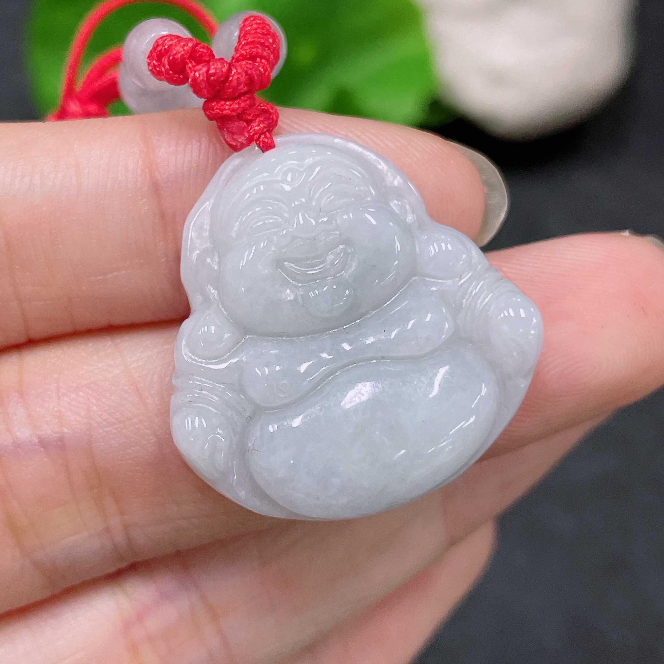 F32811434 JadeitePendant Buddha with Beads (Non-Grade A) Including Cord Total Weight Approx. 11.27g