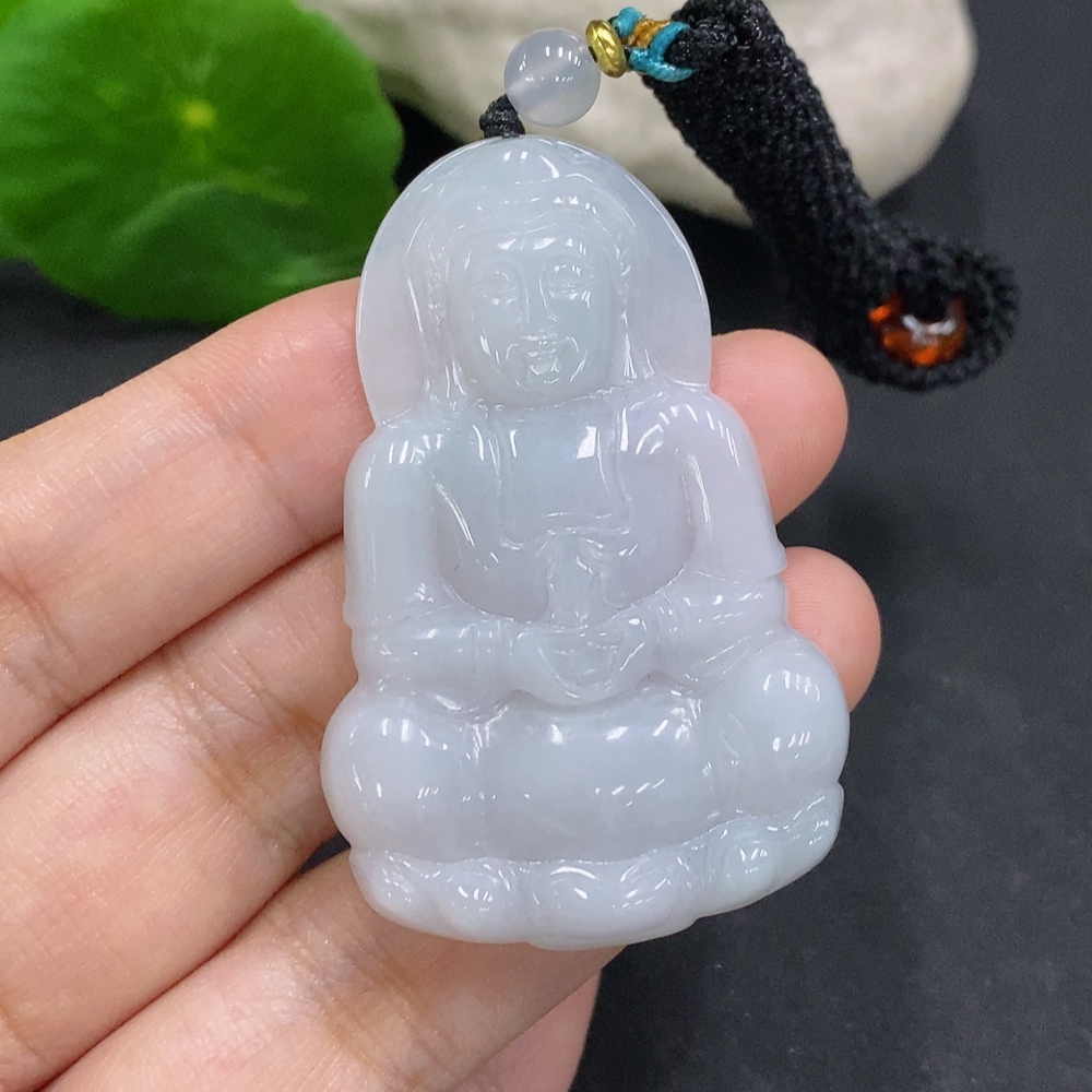 F34022288 Jadeite Guanyin Pendant Total Weight with Cord Approx. 18.3g
