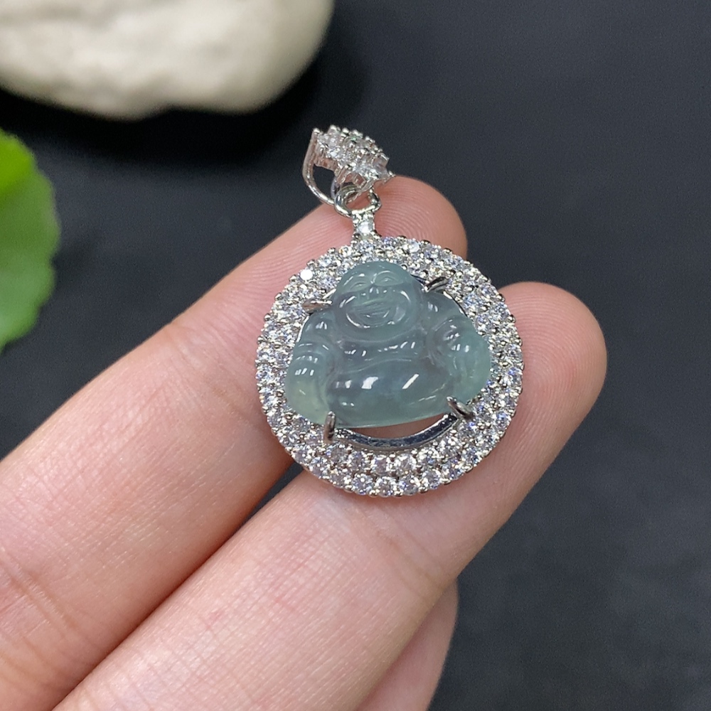 F28292550 Jadeite Buddha inlaid piece non-gold total weight approx. 3.82g