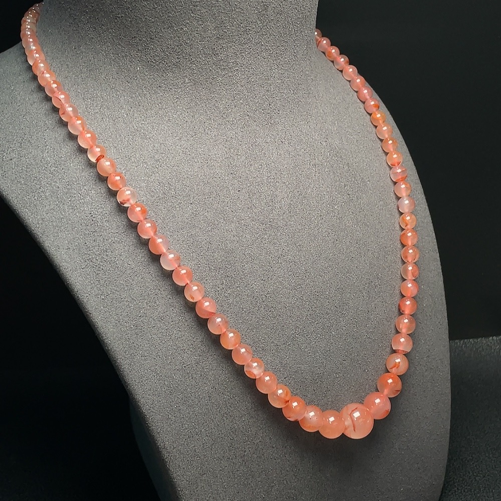 C30511137 South Red Agate Bead Strand Non-Gold Inlaid Approximately 4.1-12.4mm Total Weight About 33.61g Visible Organic Matter