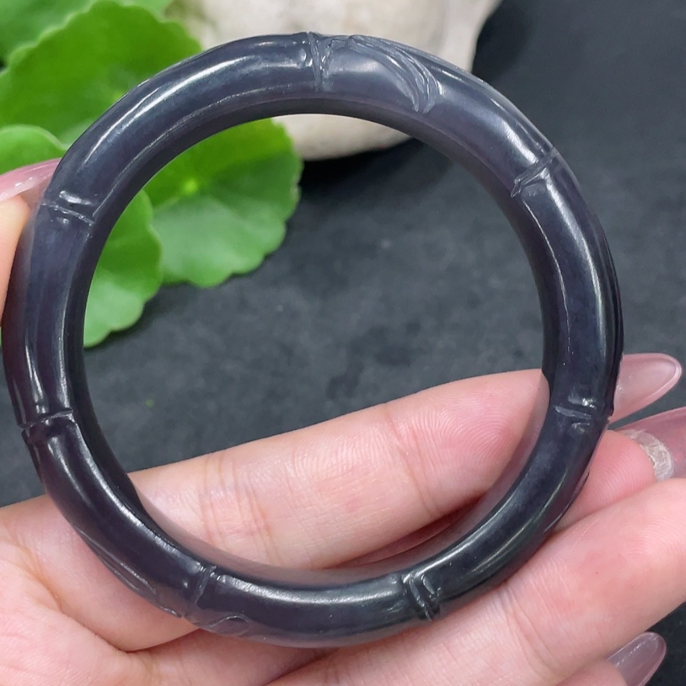 H33884710 Hetian Jade Carved Flower Bracelet Size 52.4 Total Weight Approx. 43.3g