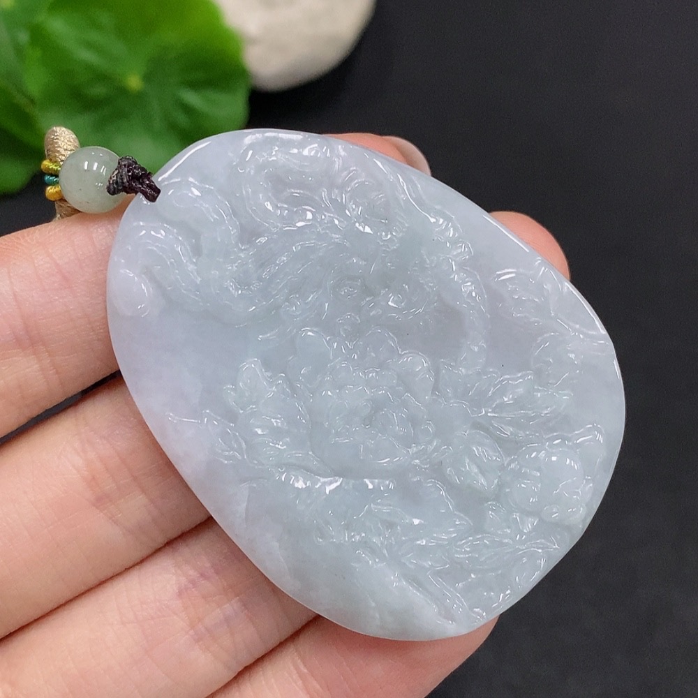 F34962566 Jadeite Phoenix and Peony Pendant