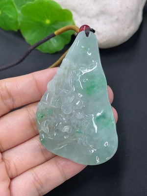 F41934670 翡翠挂件花开富贵 货品总约重 含绳31g