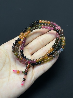 C46535809 碧玺珠链 可见有机物 货品总重约20g 卡4.4mm左右