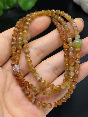 F29363368 Jadeite Beaded Necklace Non-Gold Color Origin Undetermined Total Weight Approx. 17.35g Size Approx. 4.2mm