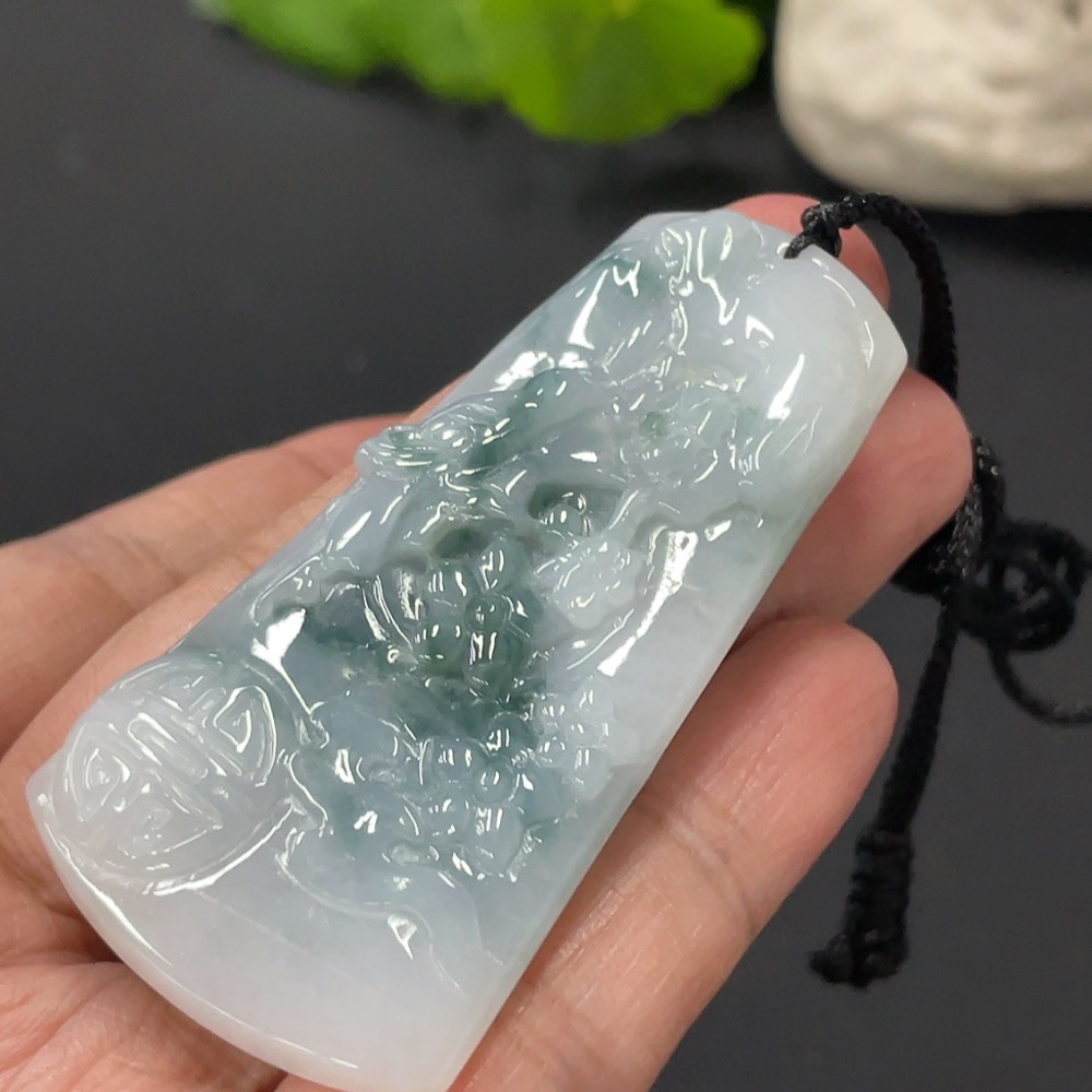 F31632162 JadeiteMagpie on Plum Branch Pendant