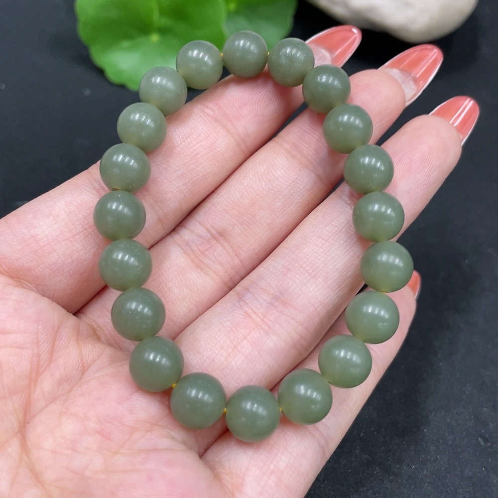 H35084535 Hetian Jade Bracelet Approx. 8.2mm Total Weight Approx. 18g