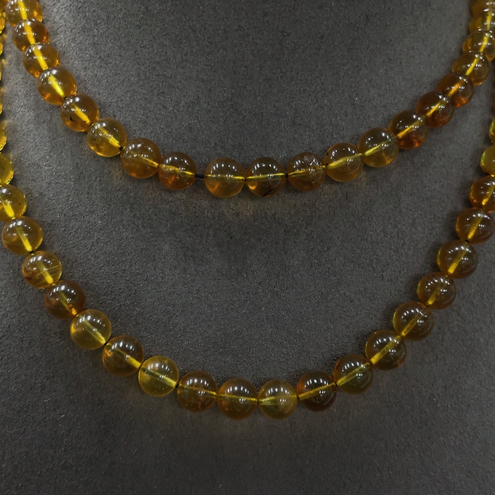 C20251541 Amber Honey Bead Necklace Total Weight Approx. 29.44g Size About 7.8mm
