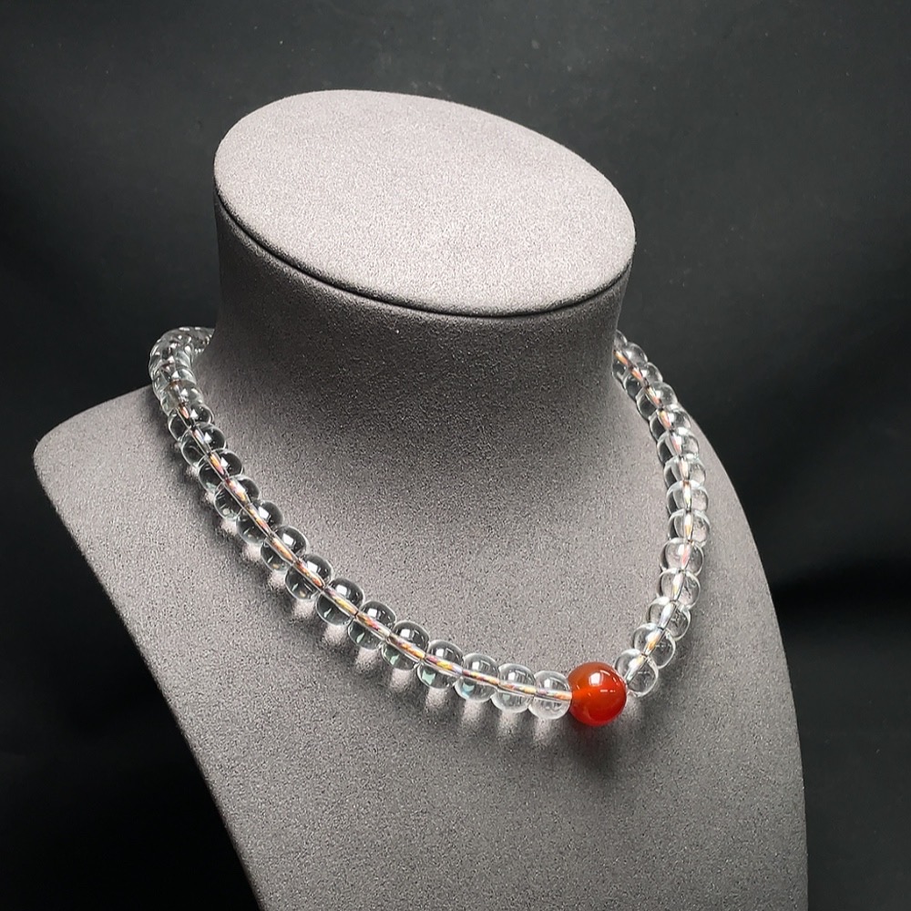 C33937796 Crystal Bead Necklace with Non-Natural Gemstones, Total Weight Approx. 185.5g, Size About 10.4mm