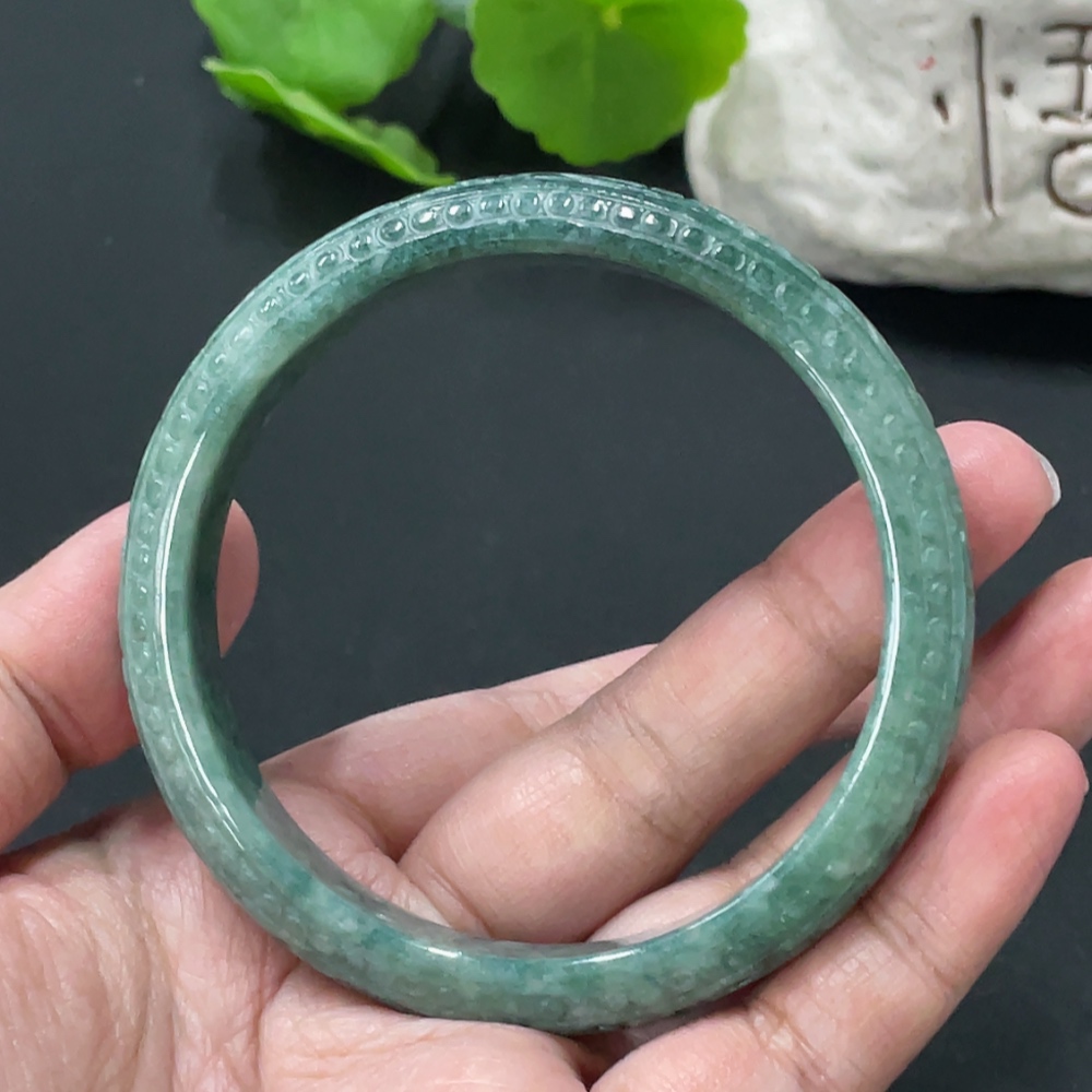 F33935013 Jadeite Round Bangle, Total Weight Approx. 49.5g, Size 60.3