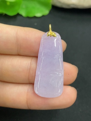 F46562750 翡翠竹节挂件 18K金 货品总重约4克